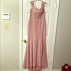 Pink off the shoulder mermaid style gown